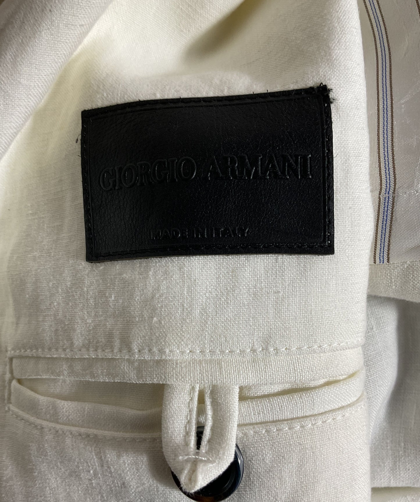 GIORGIO ARMANI Men's White Linen Hooded Casual Adjusted Waist Jacket- SZ 48R