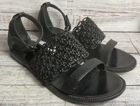 Dannijo Leather Woven Strappy Sandals Black 8