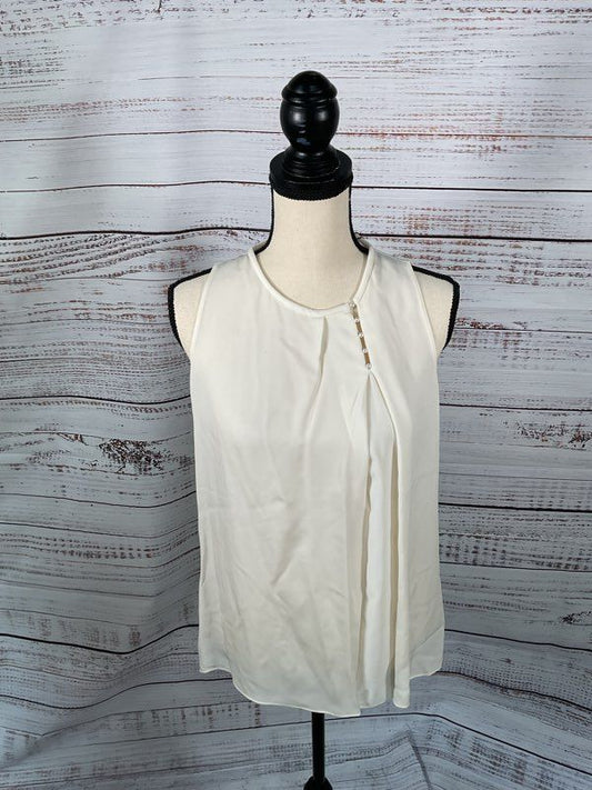 NWT Elie Tahari Isadora White Sleeveless Pearl Blouse Women's Size S