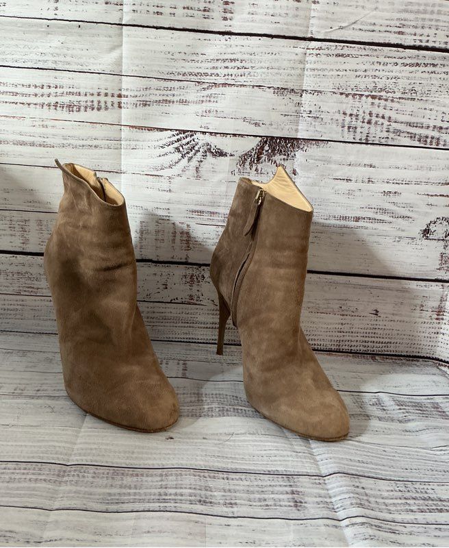 Women's Jerome C. Rousseau Taupe Suede Stiletto Boots Size 40 US 9