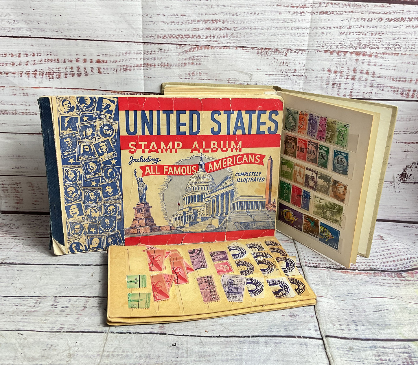 Collection of United States & International Lot of 3 Stamp Albums