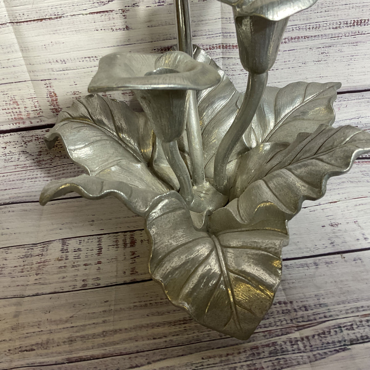 VTG. ARTHUR COURT Pewter Calla Lily Centerpiece Candleholder- 10"
