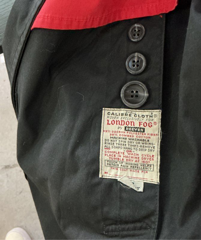 Men's London Fog Black Trench Coat Size 42 Short