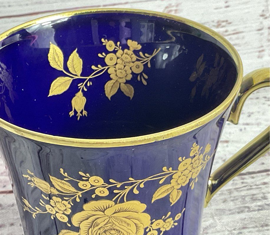 Bareuther Waldsassen Echt Vintage 22K Gold Germany Tea Cup Cobalt