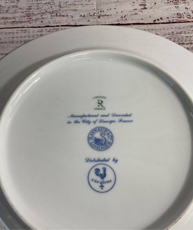 Set Of 3 Raynaud Ceralene Limoges Crinoline Black Dinner Plate White Gold 9"