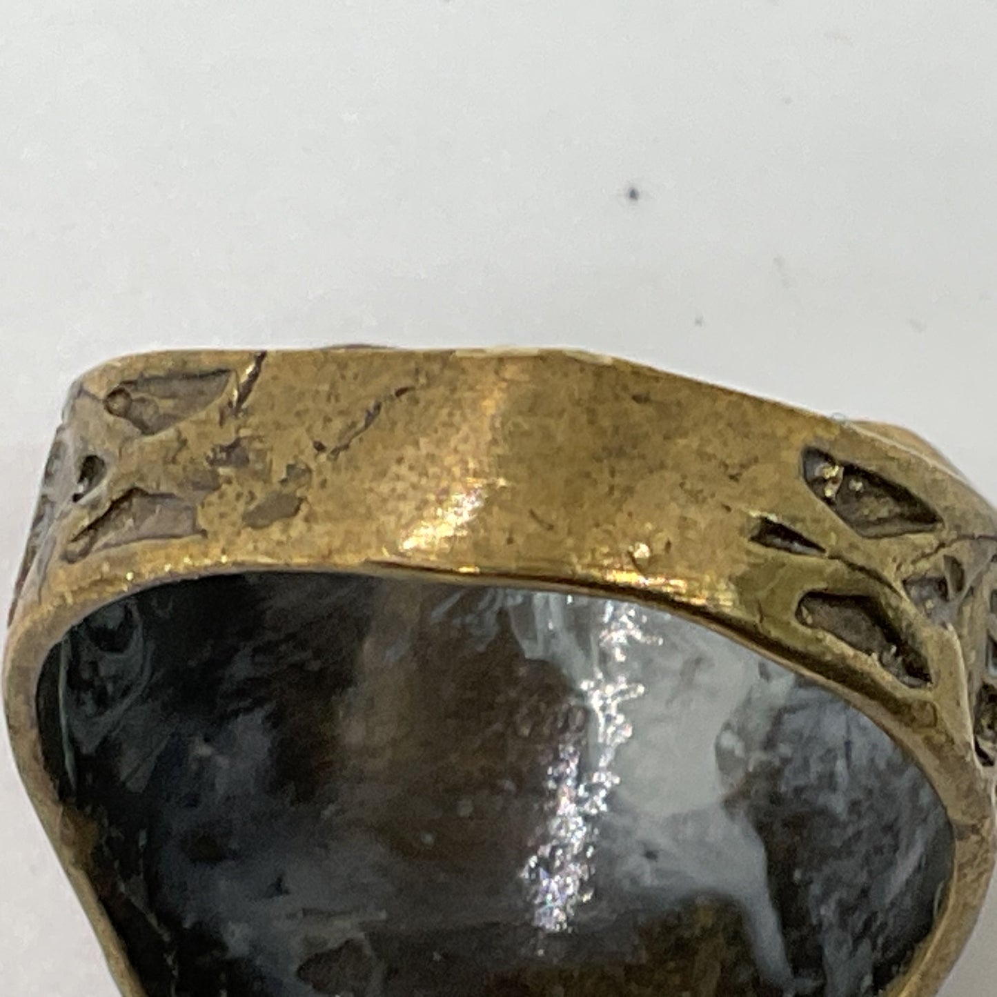 VTG. FRED HARVEY Style Brass Native American Thunderbird SZ 10.75 Ring