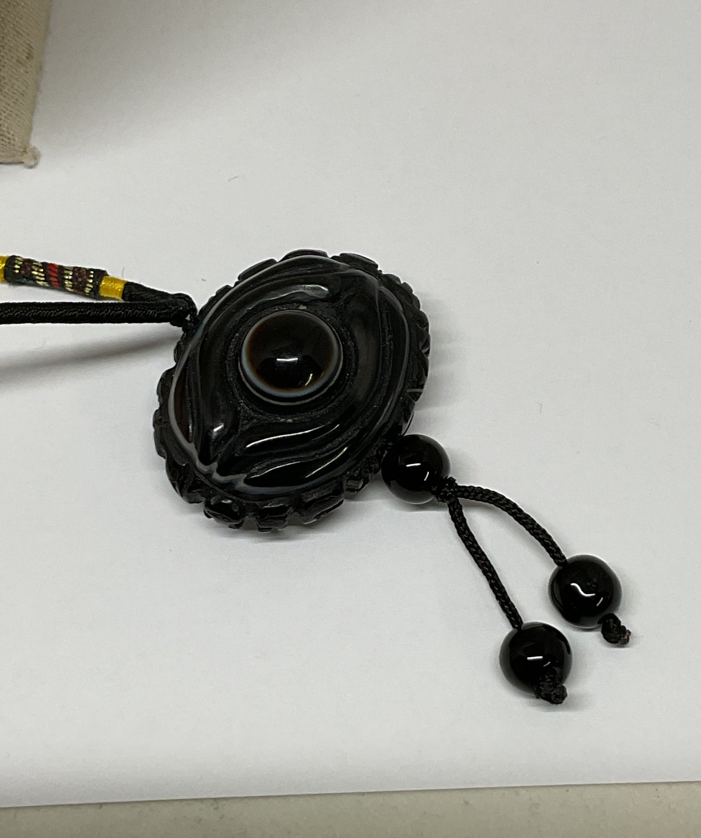 Black Carved Onyx Vintage Necklace