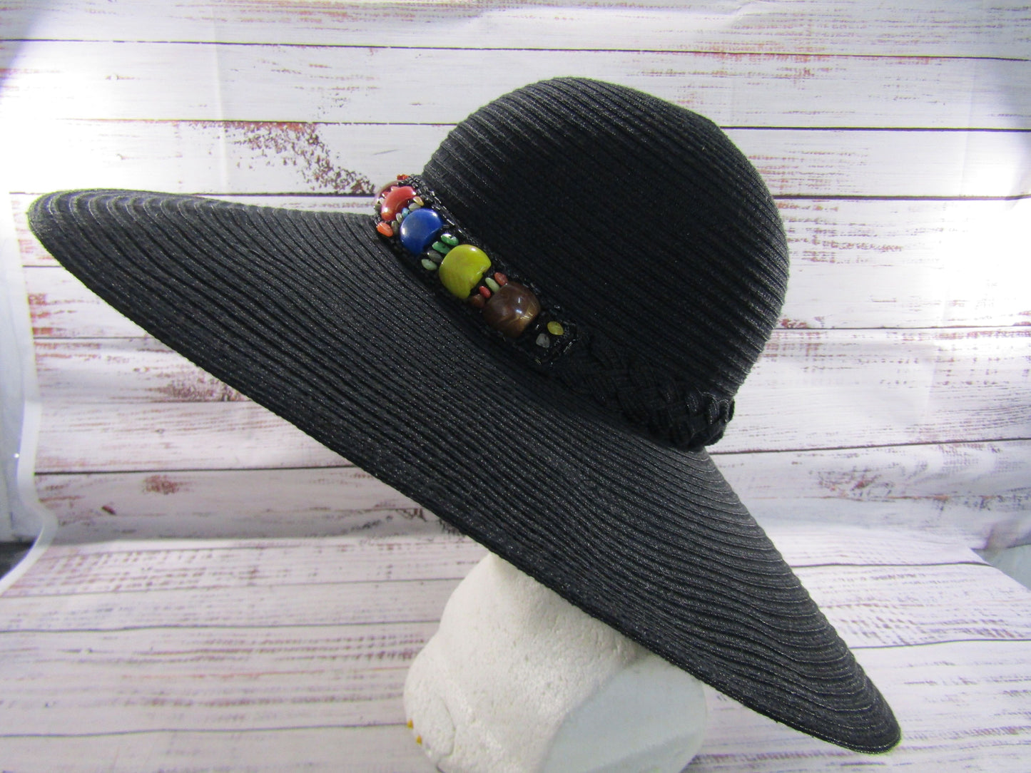 Giovannio Women's Black Wide Brim Embellished Hat Size M