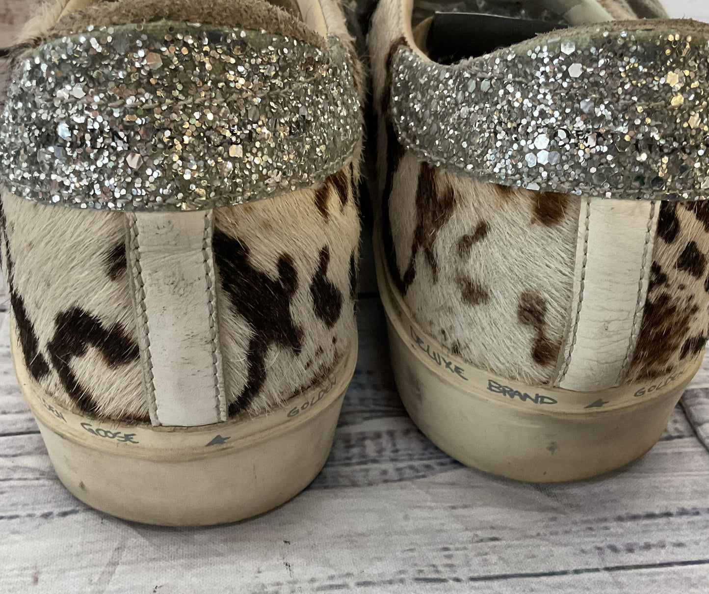 Golden Goose Hi Star Private Edition Leopard Print Calf Hair Sneakers Multi 7.5