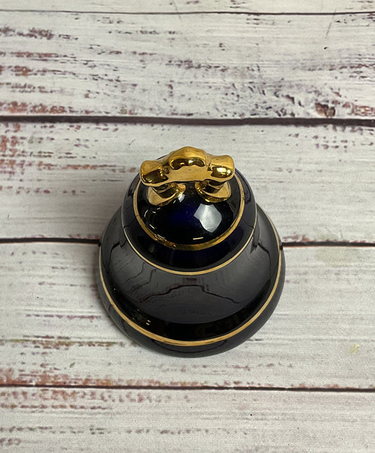 Vintage Rococo Limoges Castel France Porcelain 22k Gold Courting Couple Bell