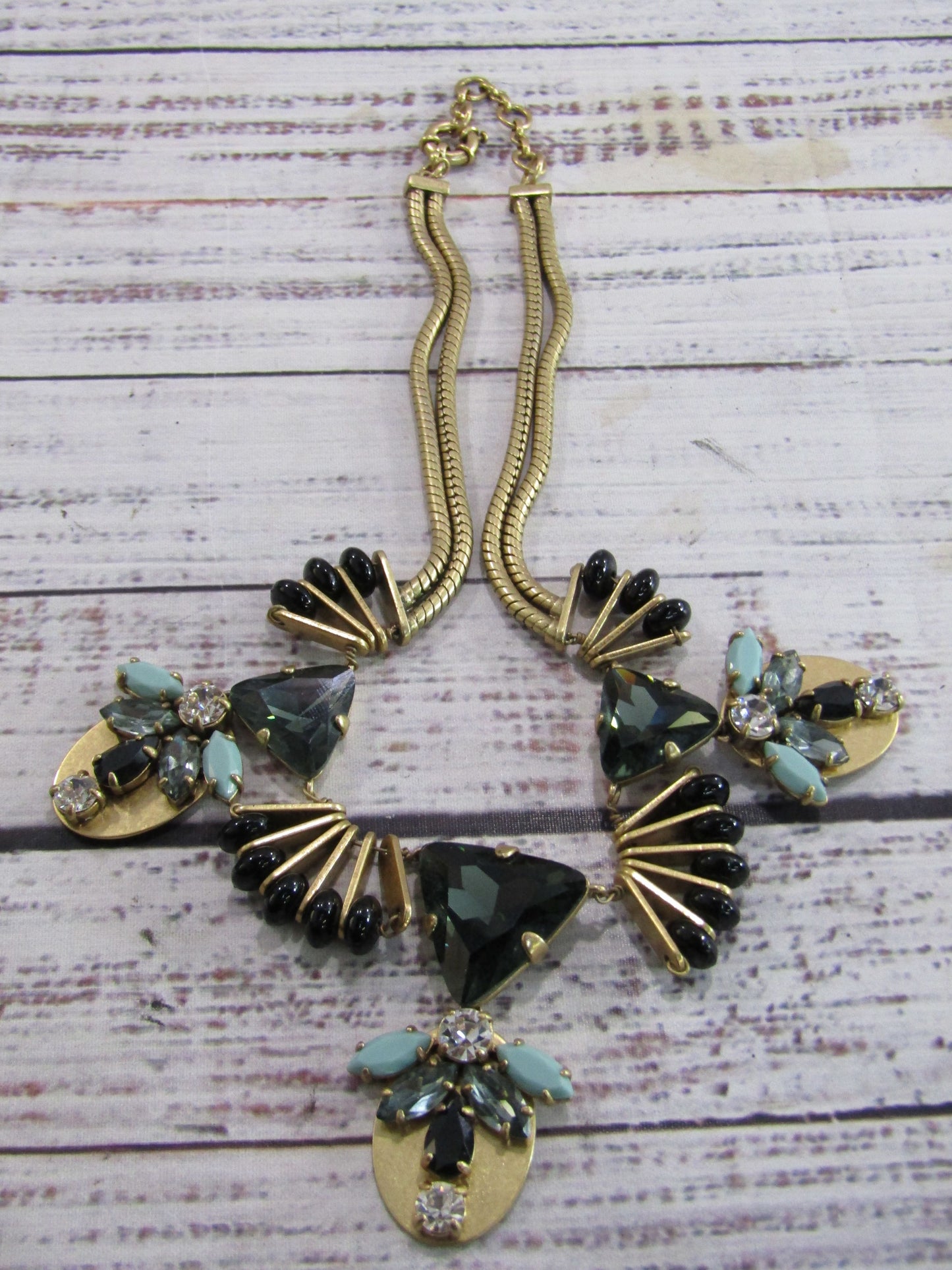 J. Crew Fanned Resin Rhinestone Statement Pendant Necklace