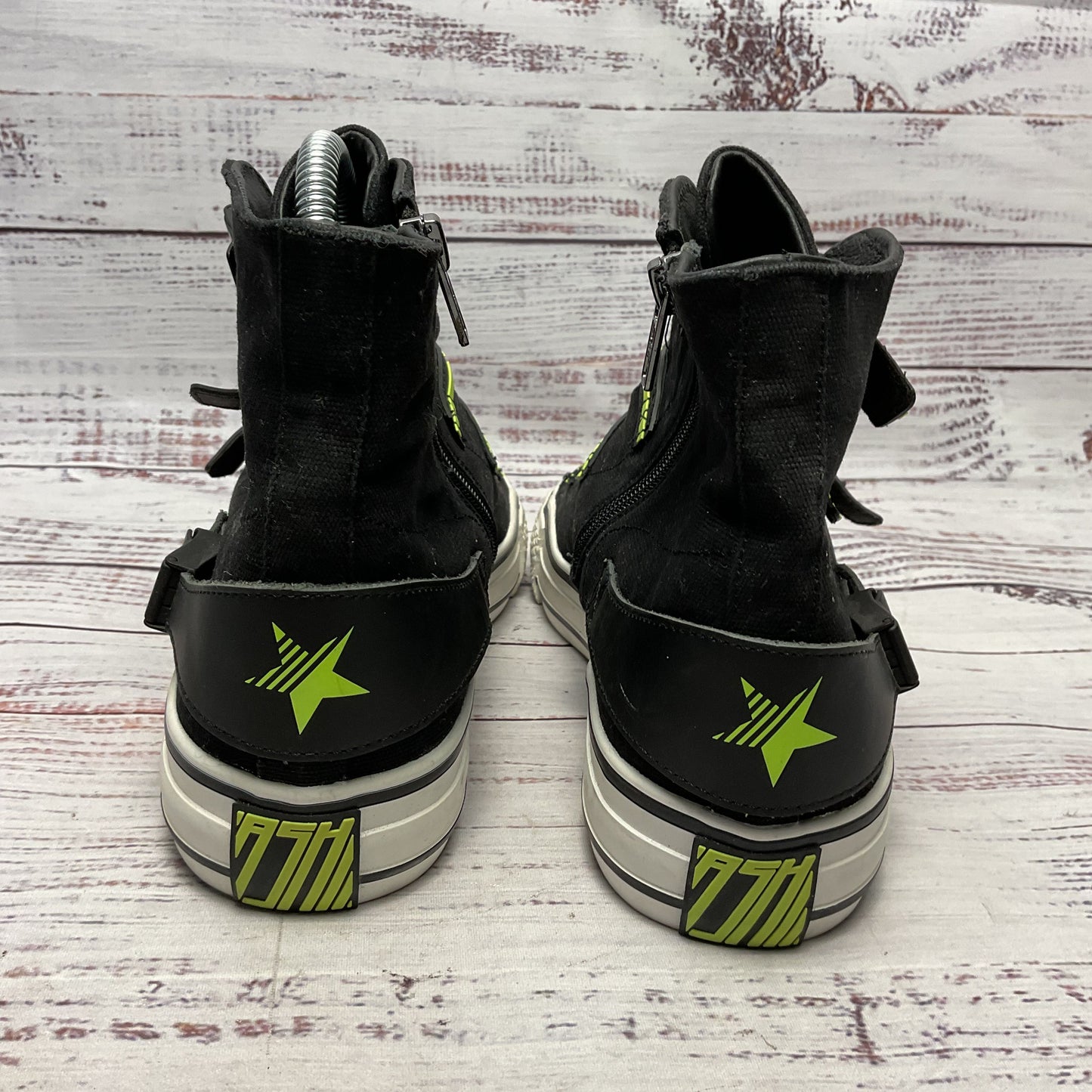 Ash Virgo Black Canvas Hi-top Strap Buckle Sneaker Casual Shoe Women Size 7.5