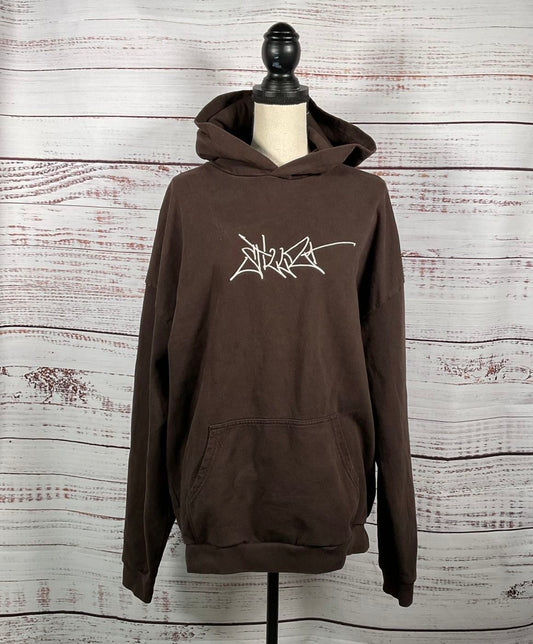Stay Stillz Brown Casual Pull-Over Hoodie w/ Embroidery - Size Medium