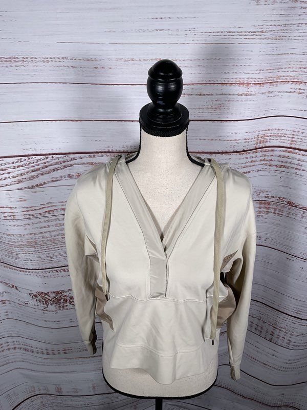 Eleventy Women's Cropped Jacket Hoodie Beige Size Small Made in Italy