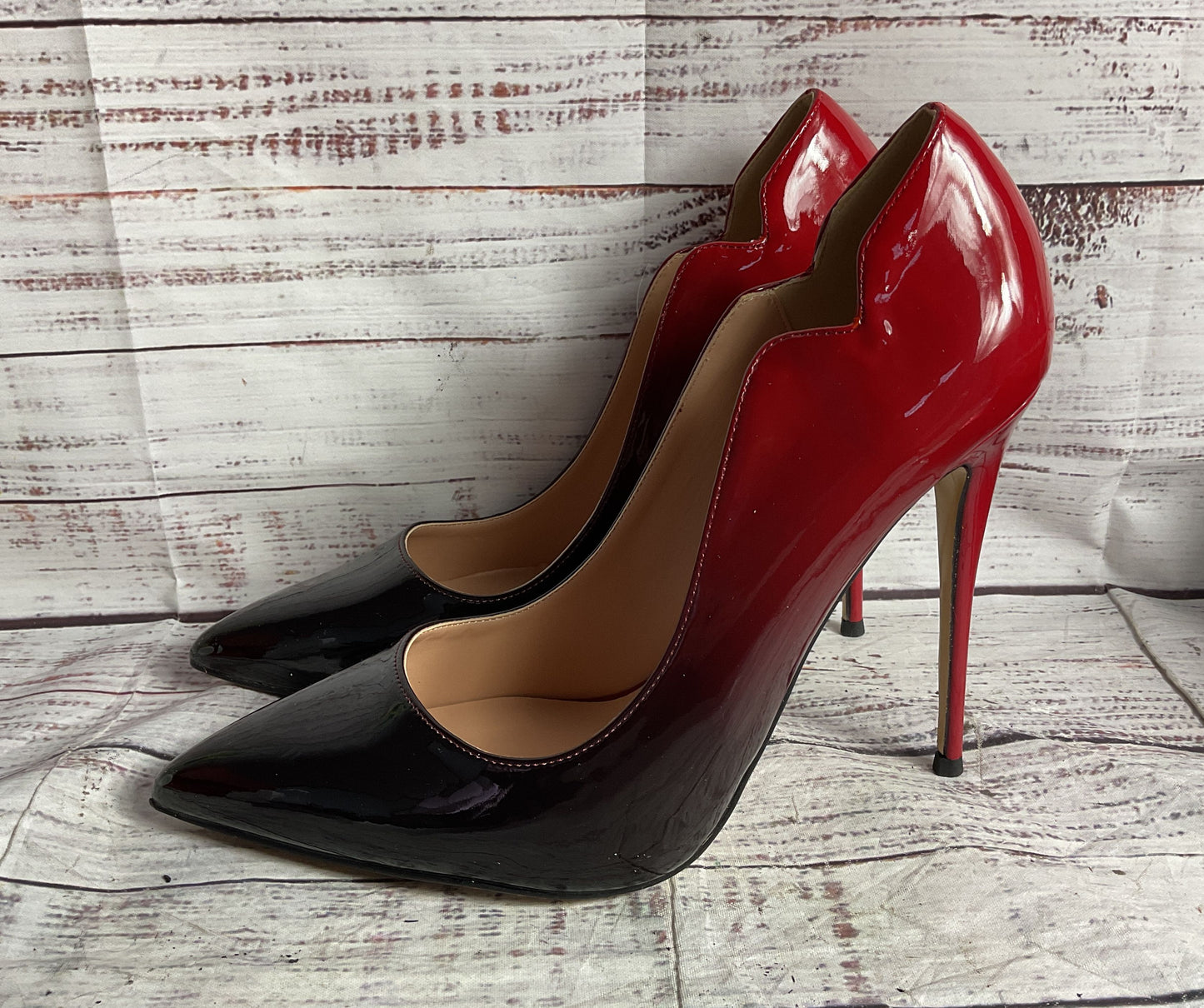 Coleter Colorblock Pointed Toe Stiletto Heels Black Red 10