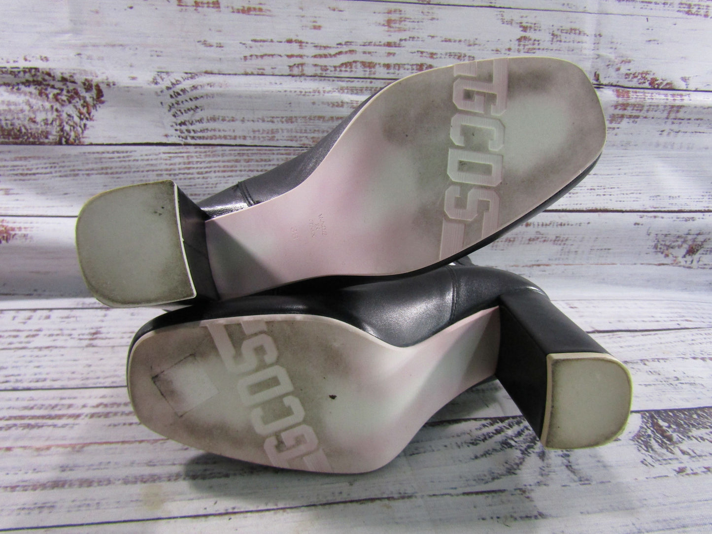 GCDS Women's Black Leather Chelsea Boots Size 8 Made in Italy
