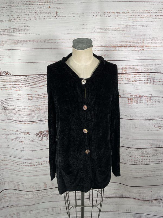 Margaret O'Leary Women's Rayon Black Buttoned Sweater Size L
