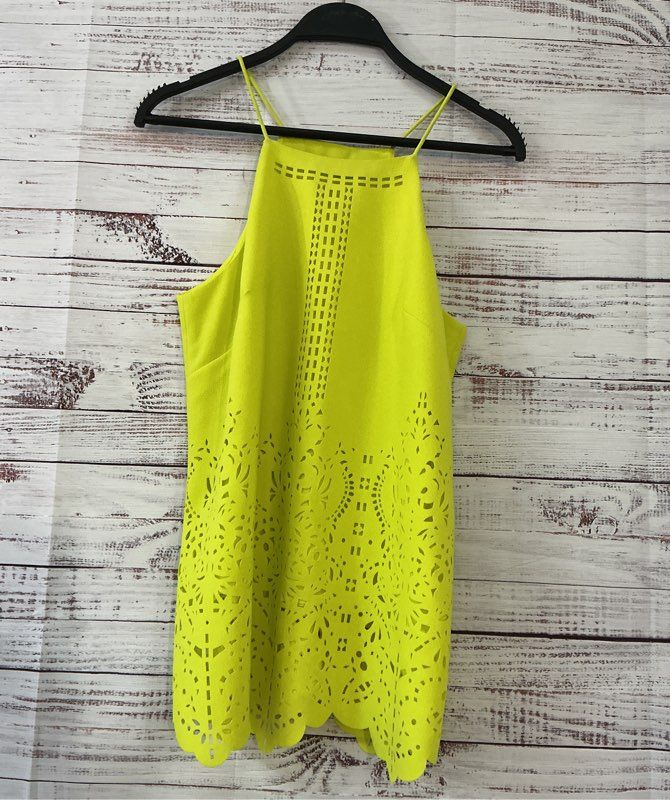 NWT Karen Millen Neon Green Top with cutouts Size 6 Retail $190