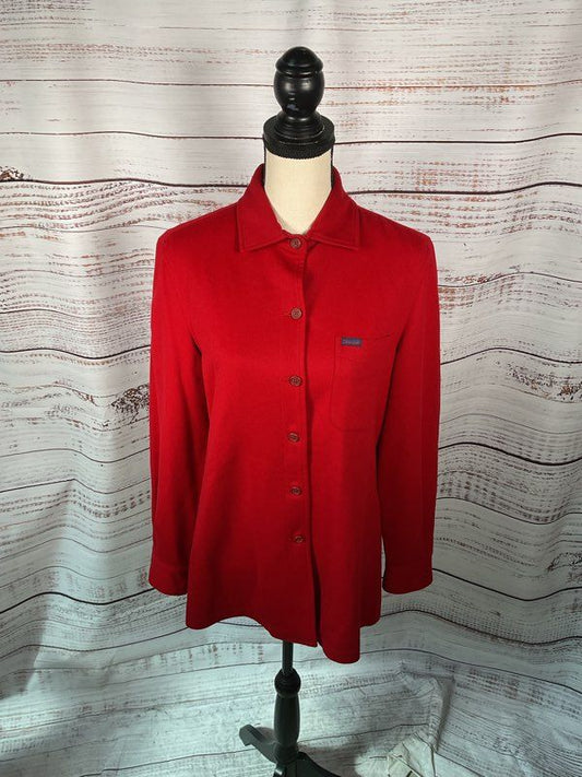 Faconnable Women's Workwear Red 100% Wool Button Up Jacket - Size S