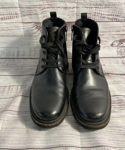 John Varvatos Black Leather Brooklyn Lug Ankle Boots Size 12 M