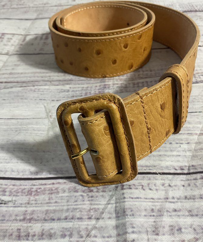 Furla Women's Ostrich Genuine Leather Brown Belt Size S Made in Italy