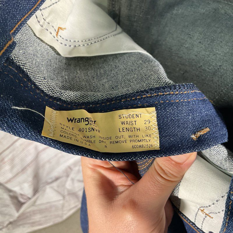 Vintage 80s Deadstock Wrangler Student Heavyweight Straight Leg Jeans Size 29x30