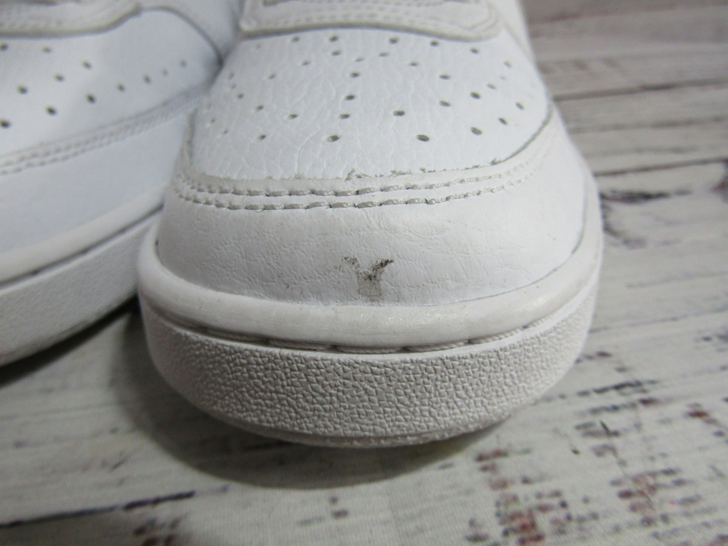 Nike Court Vision Men's White Leather Mid-Top Sneakers Size 8 CD5466-100