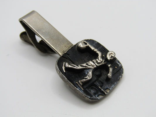Vintage Handcrafted Silver Plated Bowler Tie Clip