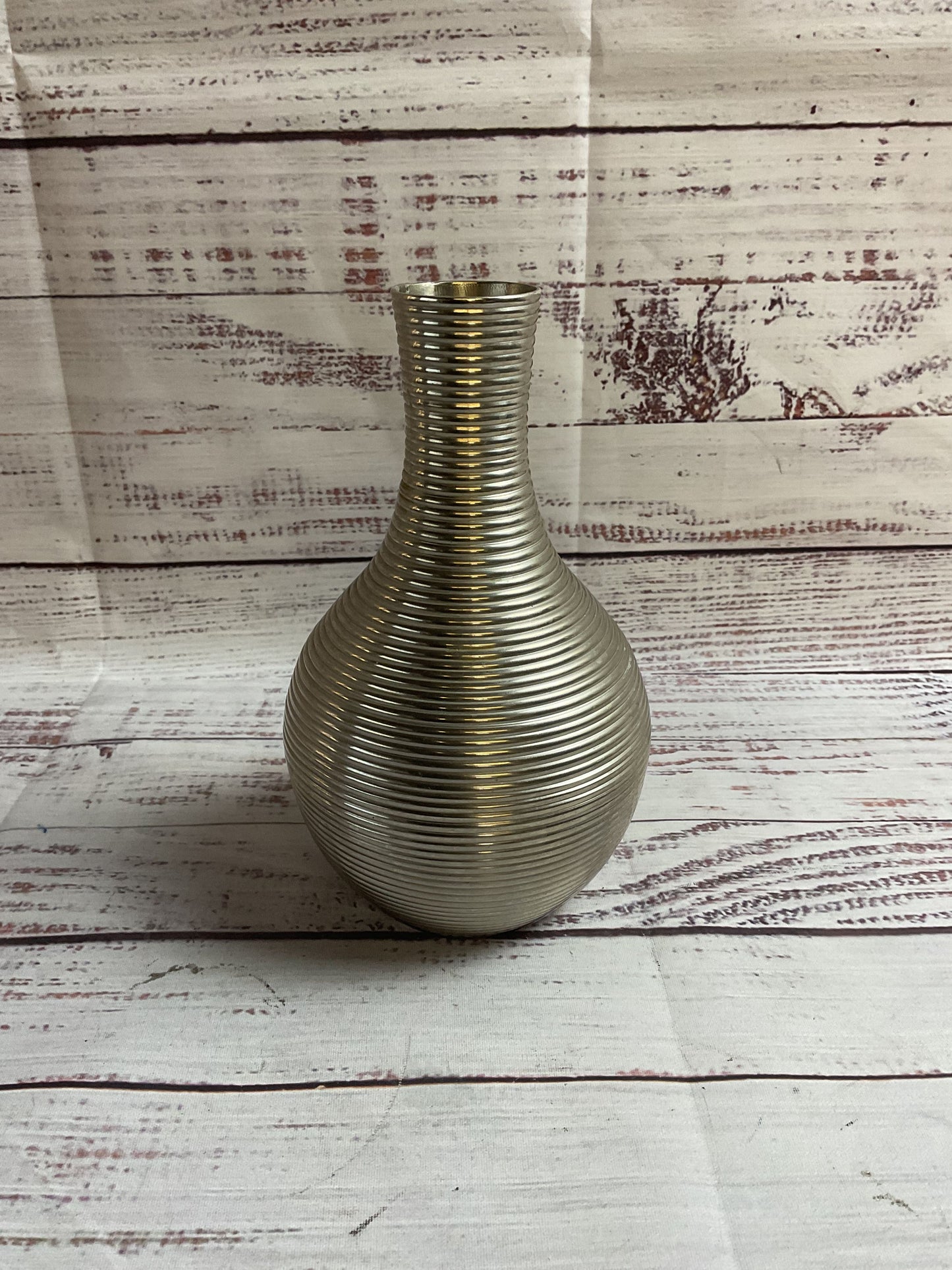 Small Metal Ribbed Vase
