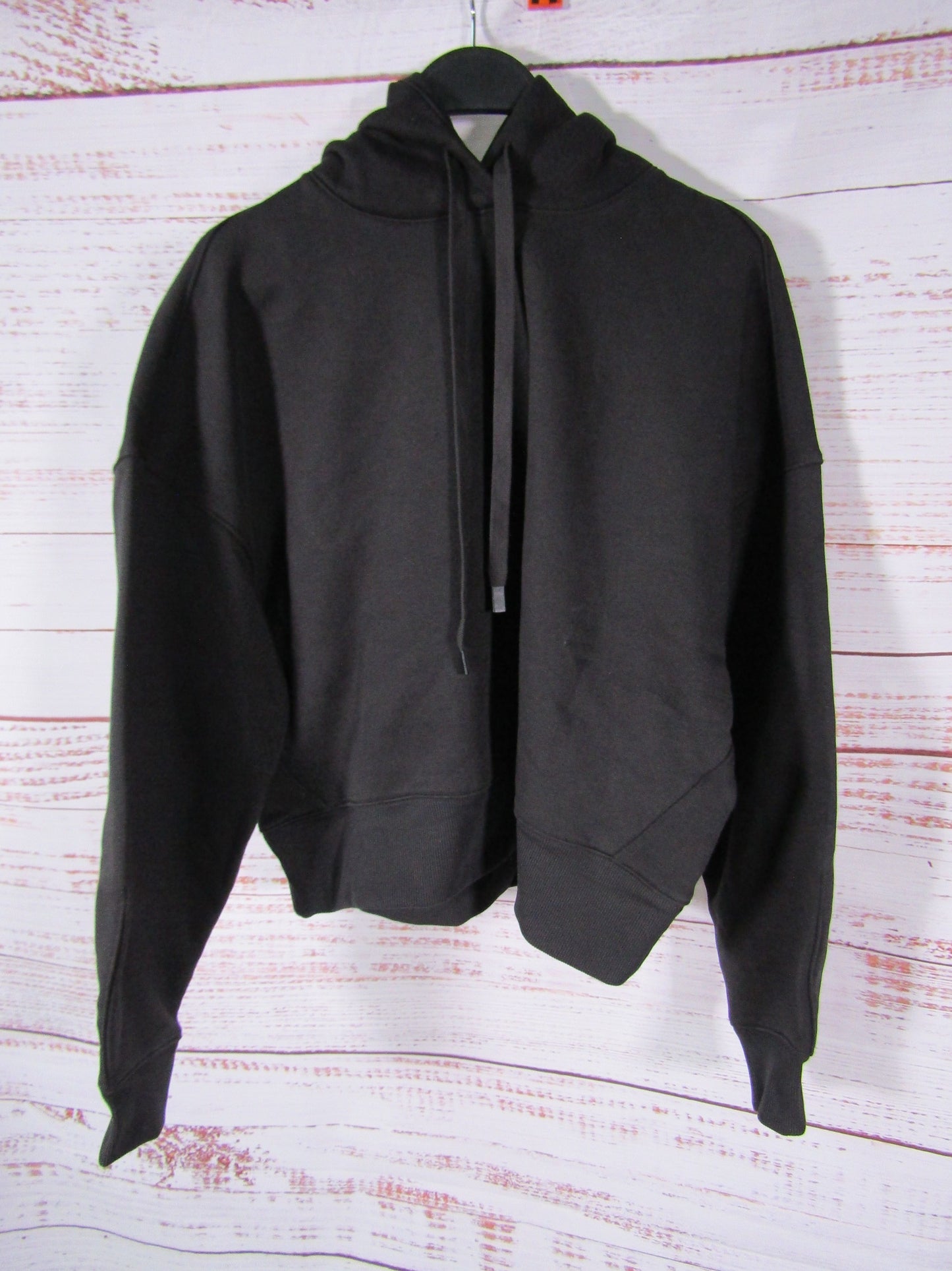 Everlane Women's Black Cropped Luxe Fleece Hoodie Sweater Size S