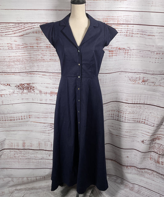 Misa Los Angeles Linen Almaz Midi Dress Navy S