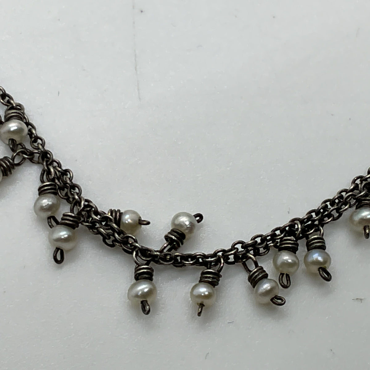 STG Sterling Silver & Pearl Double Strand Bracelet- 2.46g