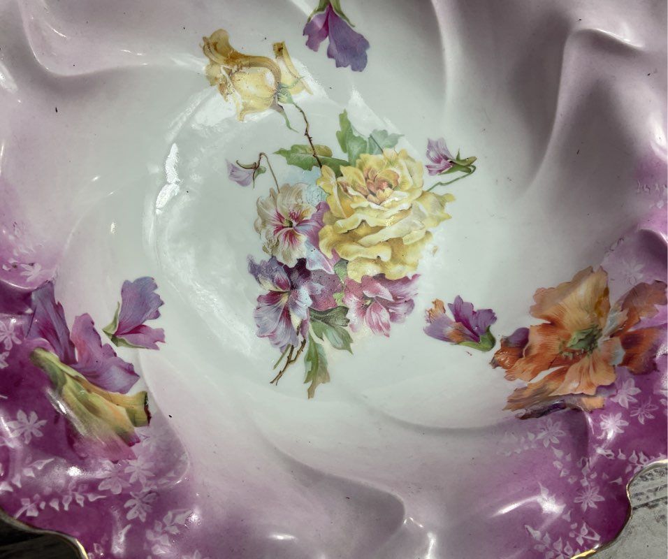 RS Prussia Vintage Floral Gold Trimmed 10.5" Porcelain Bowl