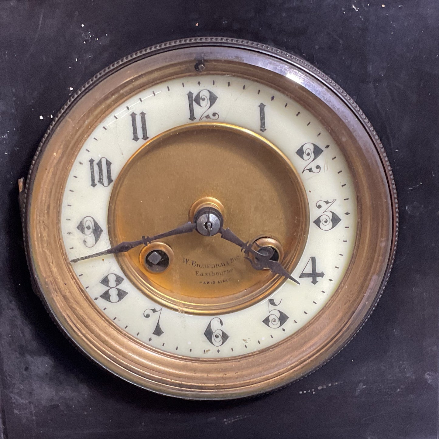 ANTIQUE 19th Century Victorian WILLIAM BRUFORD & SON Onyx & Marble Mantel Clock