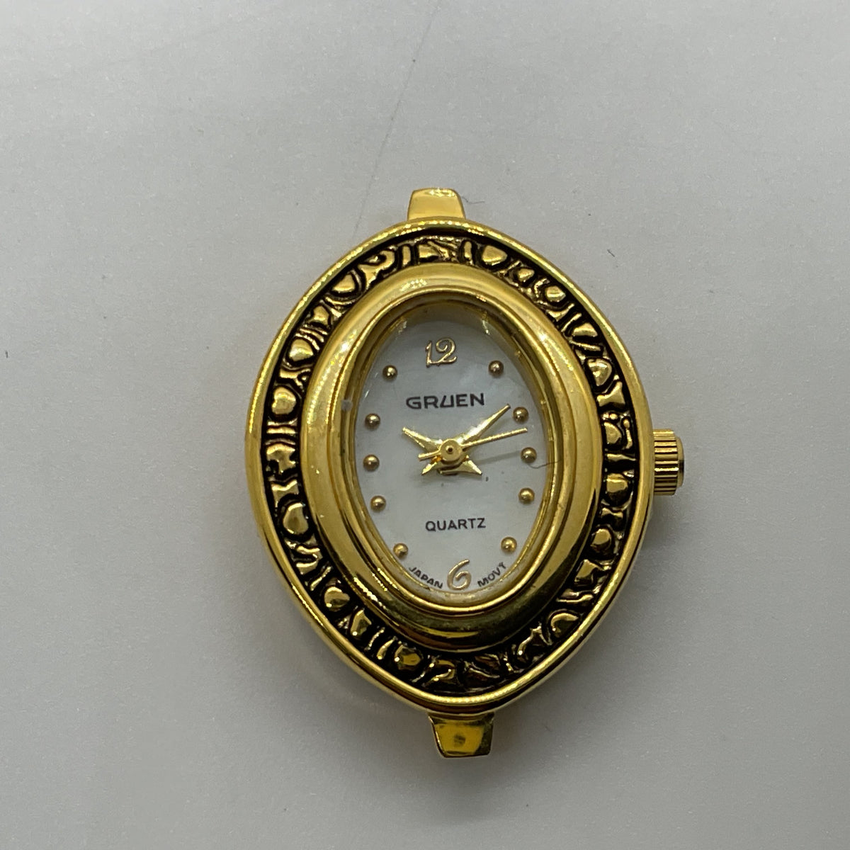 GRUEN 8780 Women's Gold Tone Mother of Pearl Face Marcasite Watch- NO BAND