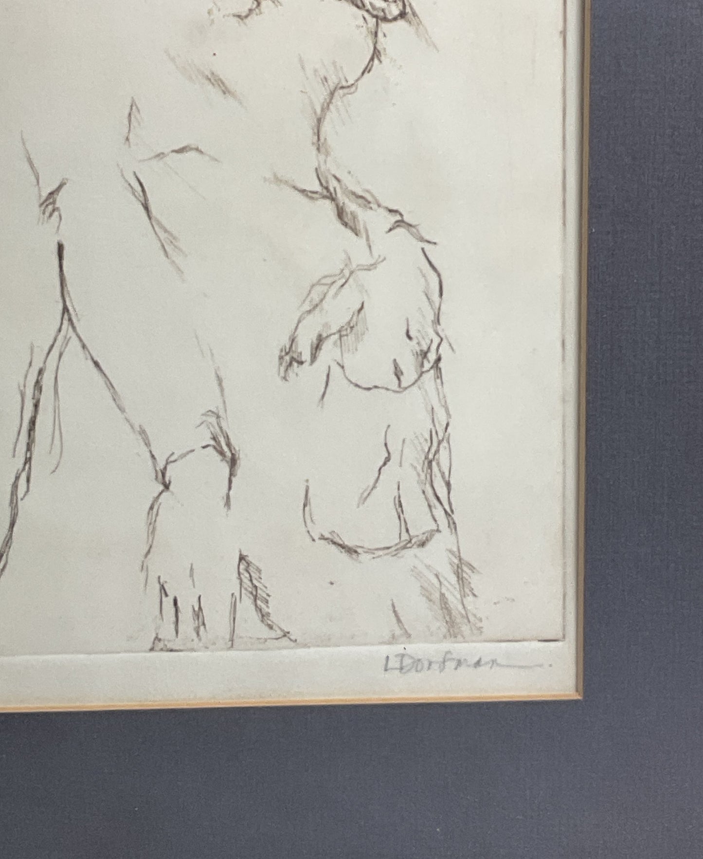 Outline Sketch of a Woman Framed Print Signed by L Dorfman