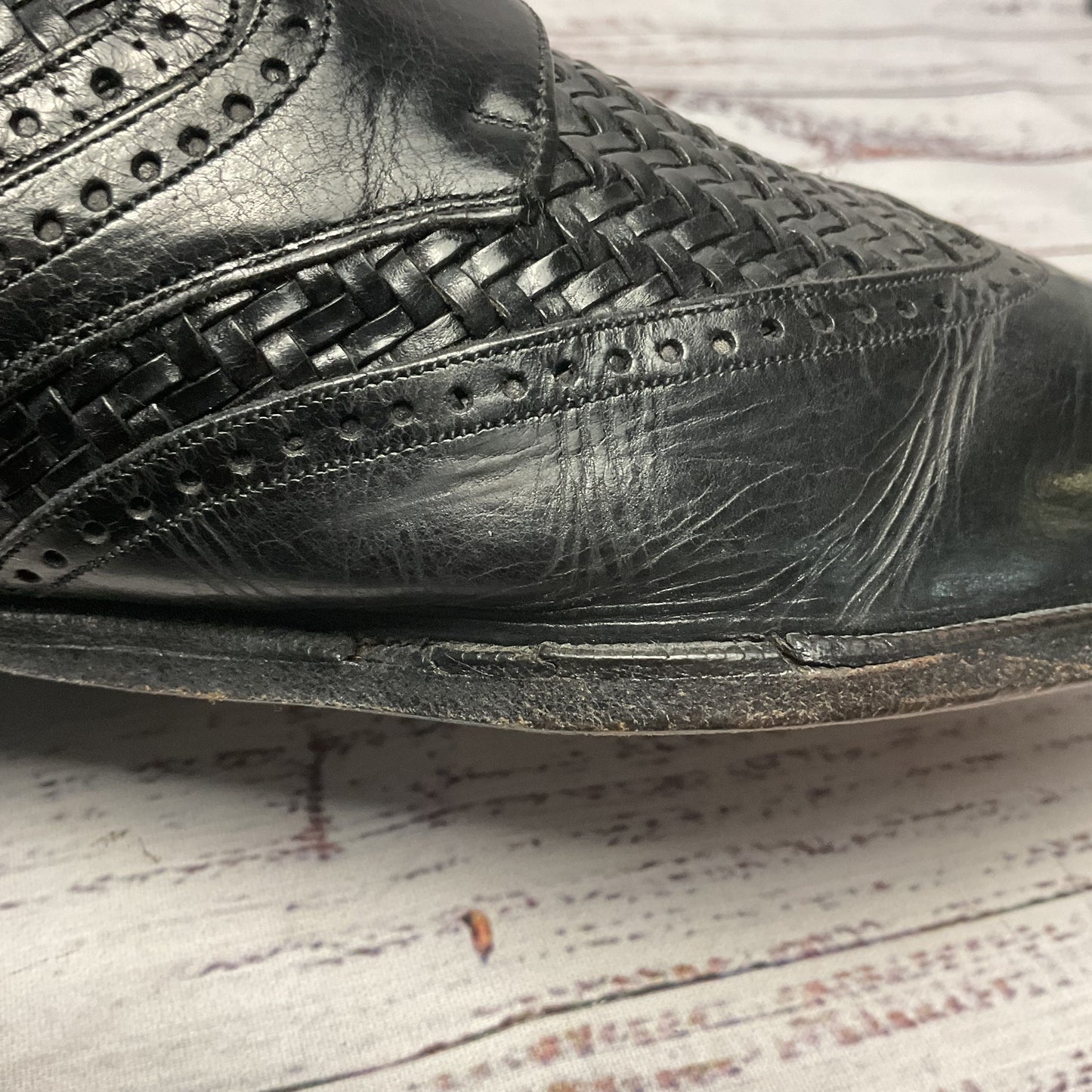 Mezlan Aruba Black Leather Derby Dress Shoe Men Size 10 As-Is