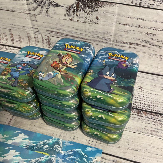 Lot Of 16 Pokemon TCG Sinnoh Stars Mini Tins Empty + 4 Full Sets Of Art Cards