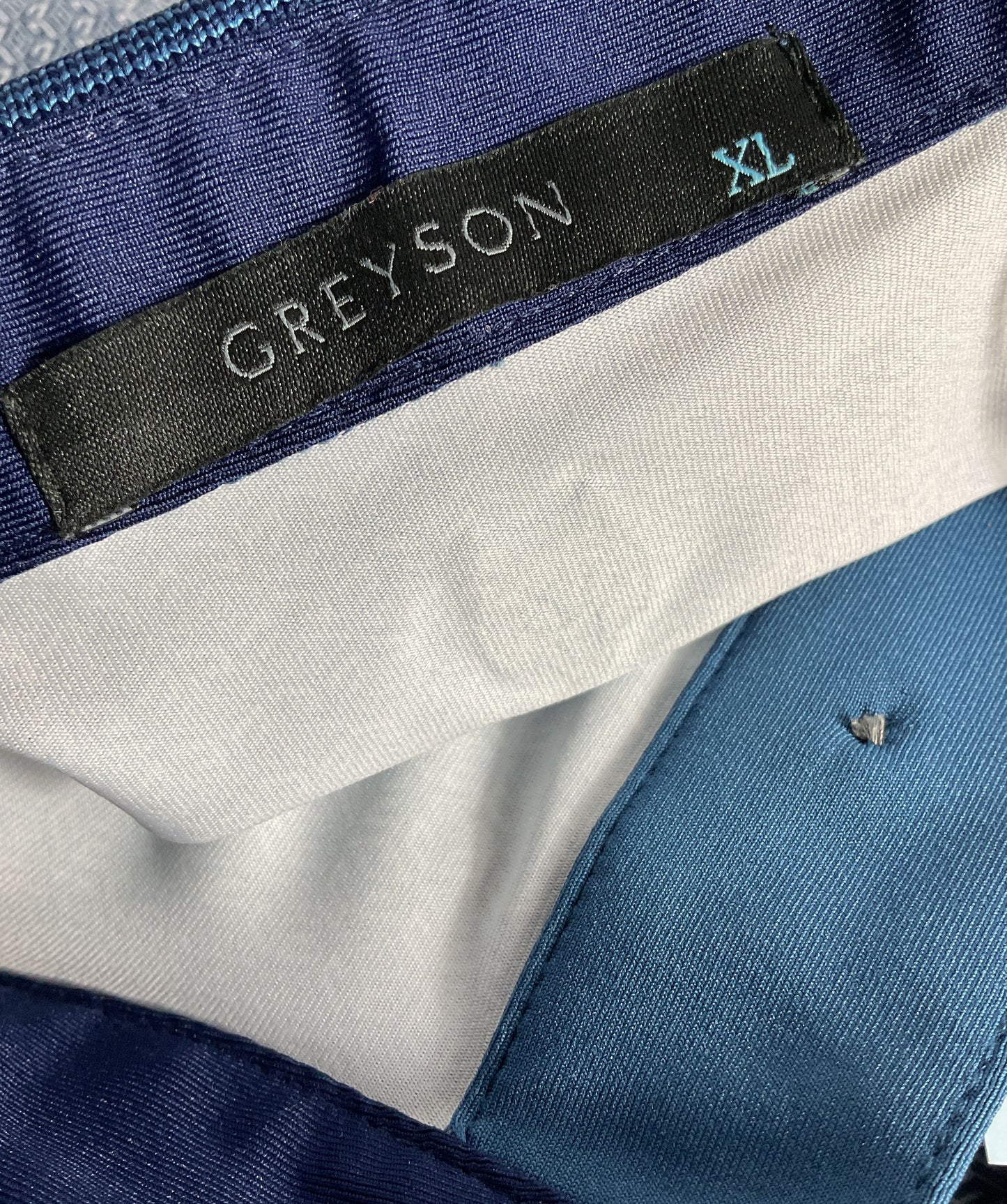 Greyson Geometric Patterned Short Sleeve Polo Shirt Blue XL