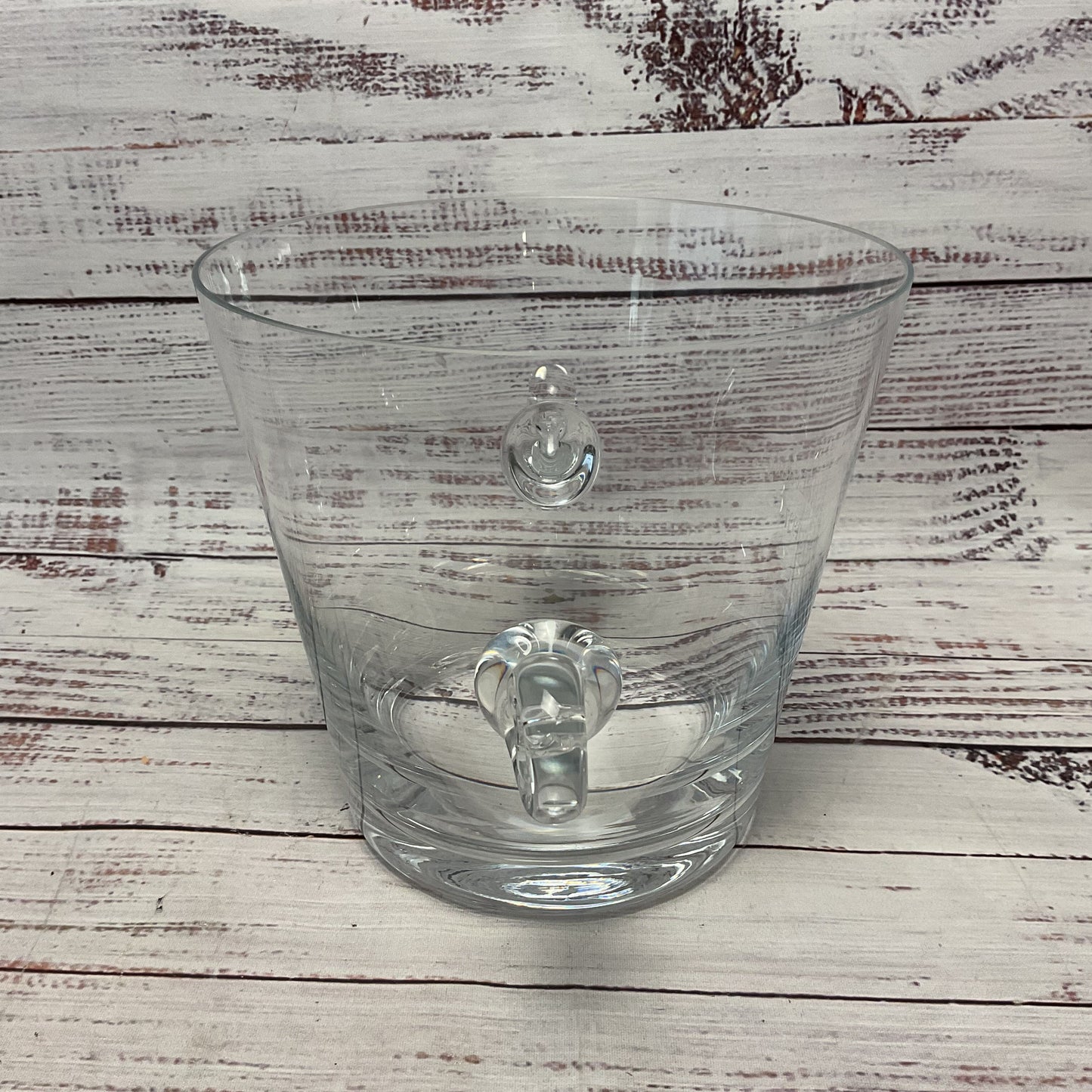 Tiffany & Co. Scroll Handled Crystal Ice Bucket Engraved March 17th 1997 Date 6"