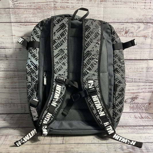 Hitman Utility Gray Reflective Polyester All Over Logo Print Backpack