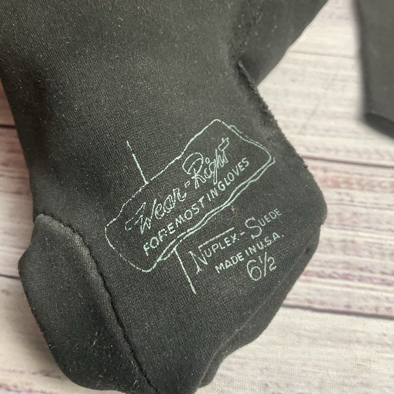 Vintage Wear Ready Black Nuplex Suede Tiered Cuff Driving Gloves - Size 6.5