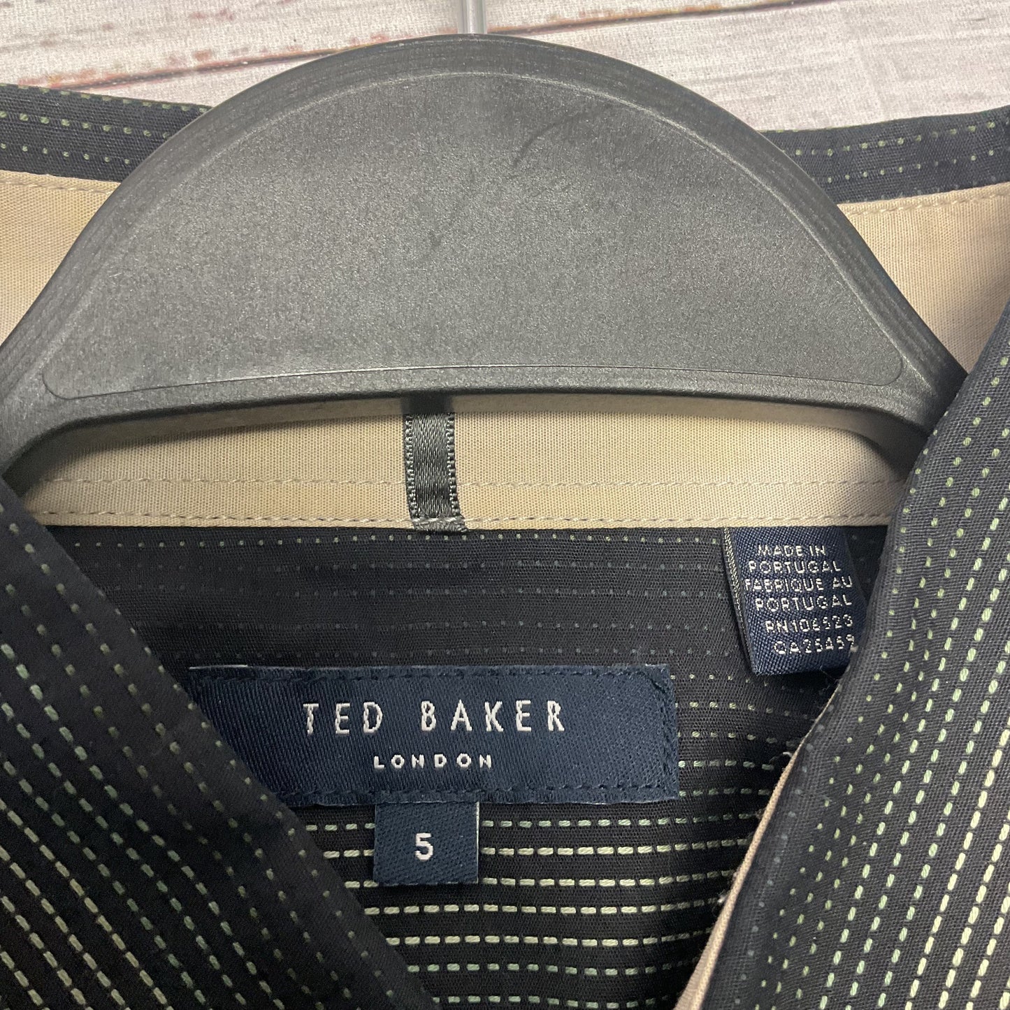 Ted Baker Long Sleeve Button Up Black Striped Dress Shirt - Size 5