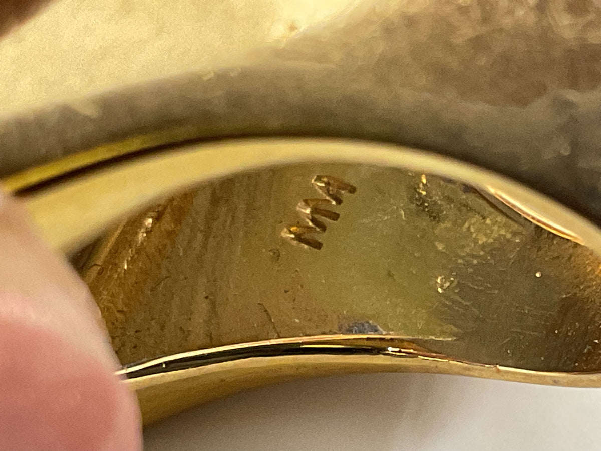 VTG. MA Jewelry Brass & Silver Tone Druzi SZ 6.75 Ring