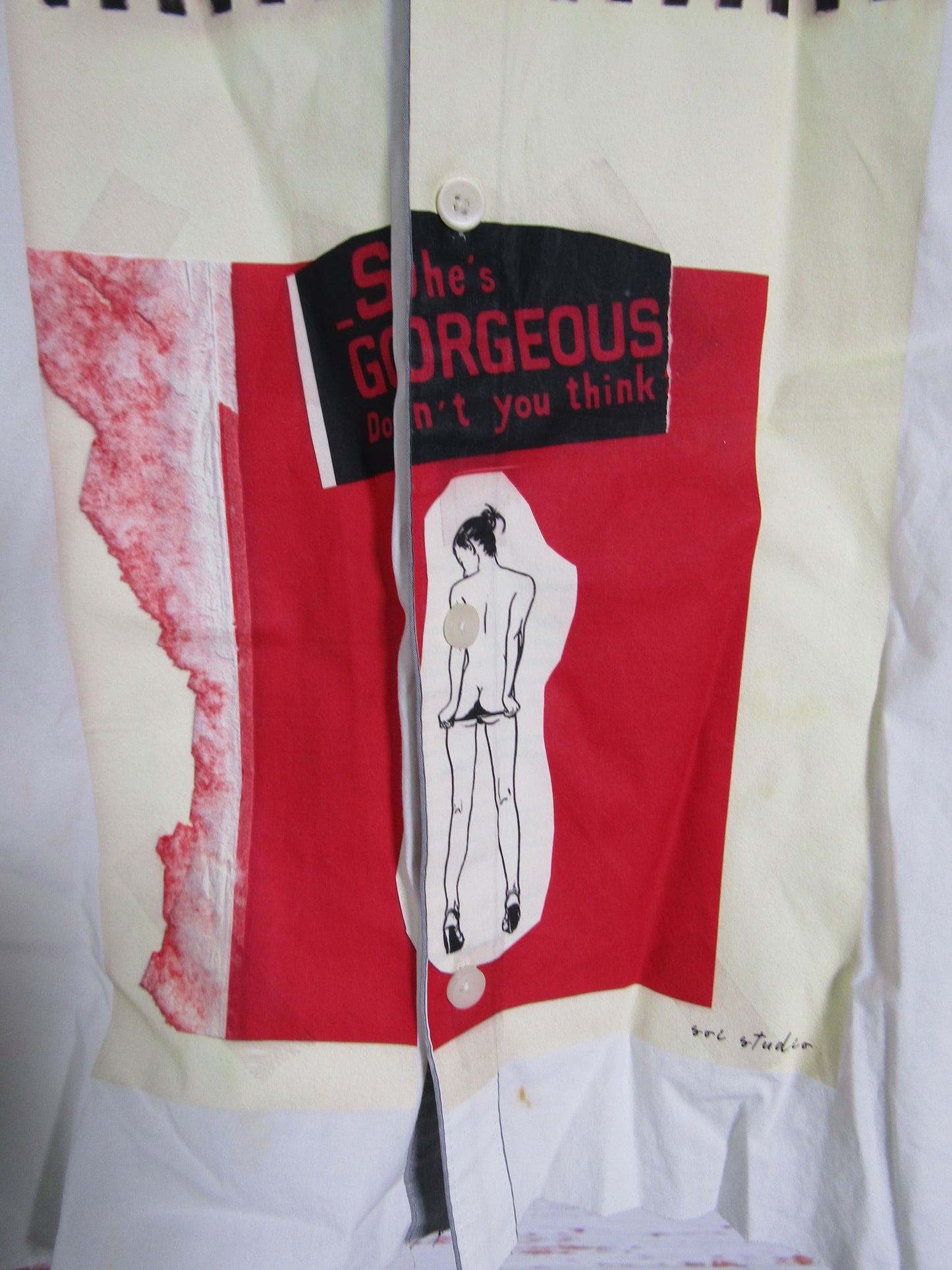 Soi Studio Women's White Crop Top Graphic Print Long Sleeve Shirt Size XL