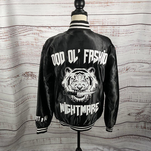 Chi Flo X Matt & Kim Black Nightmare Tiger Limited Edition Bomber Jacket Size M