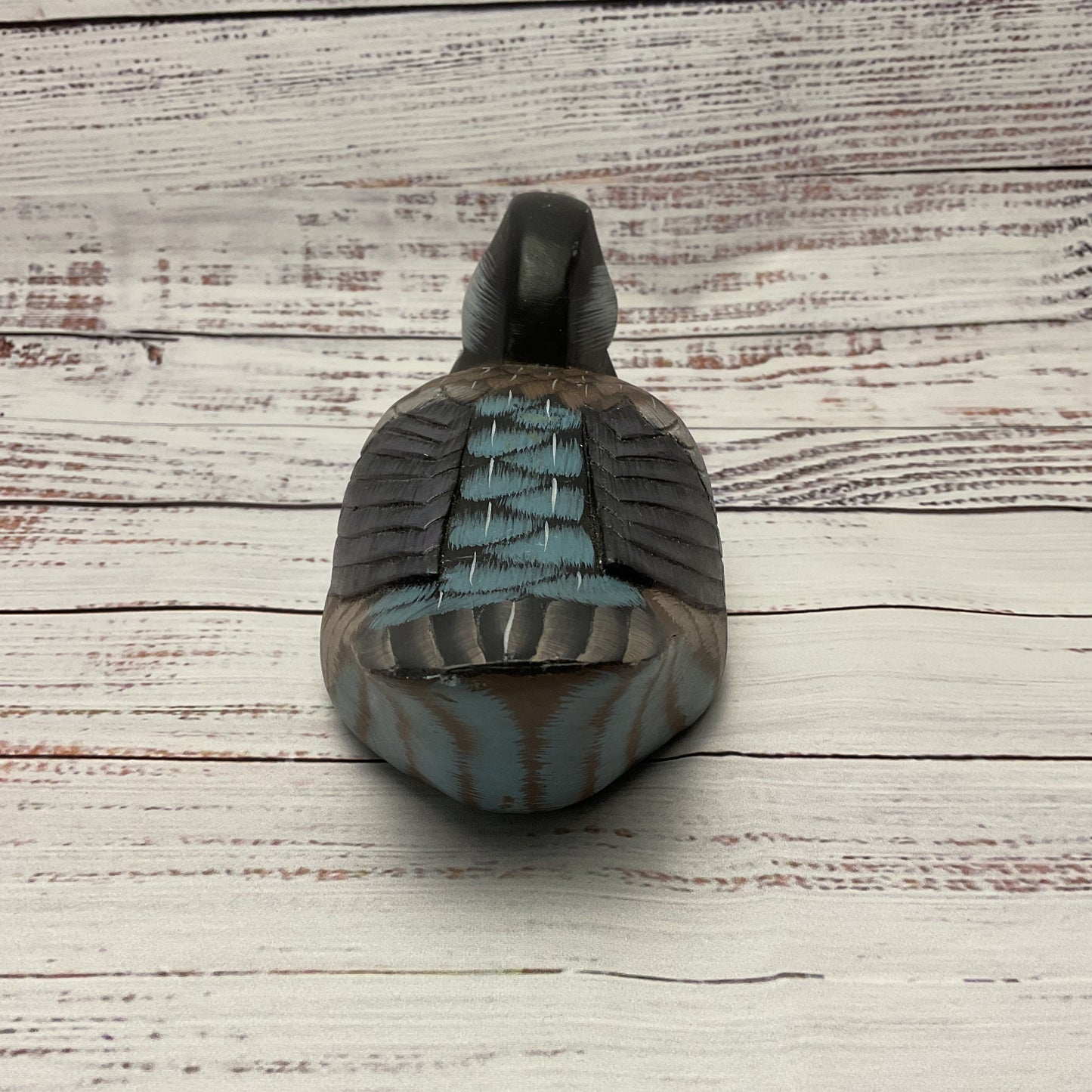 Vintage Hand Painted Carved Stone Duck 8"