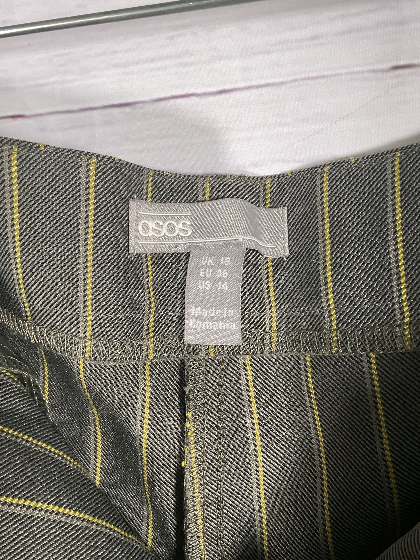 Asos Gray Yellow Striped Pants - Size 14