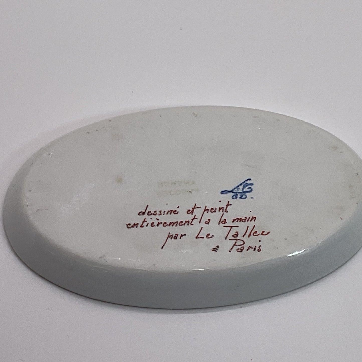 VTG./ANTIQUE LE TELLEC Gilded Floral Handpainted Porcelain Trinket Bowl- 4.75"