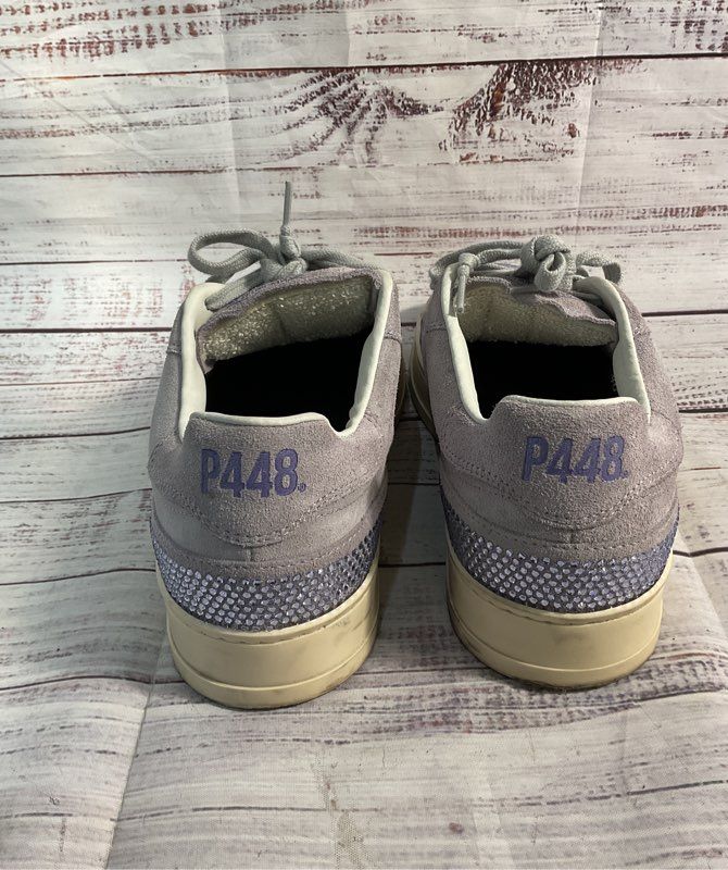 P448 Women's Lavender Suede Glitter Stone Accent Low-Top Sneakers Size 40